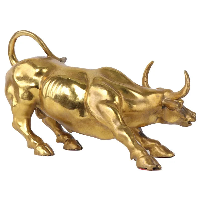 Copper Brass Bull Wall Street Cattle Sculpture