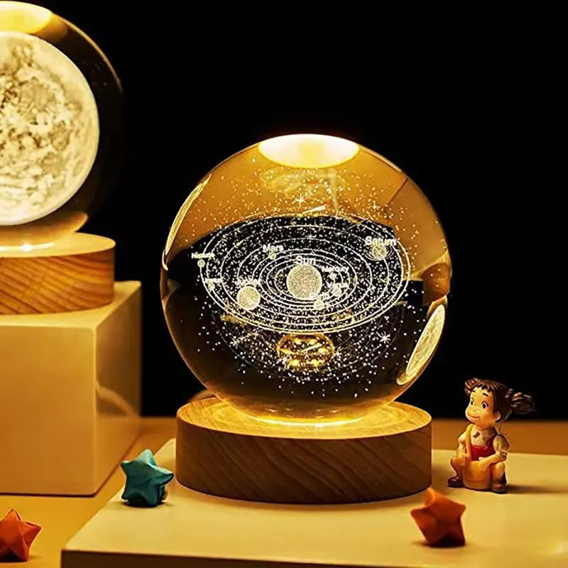 LED Night Light Solar System Crystal Ball