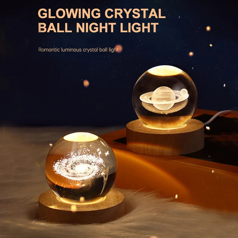 LED Night Light Solar System Crystal Ball