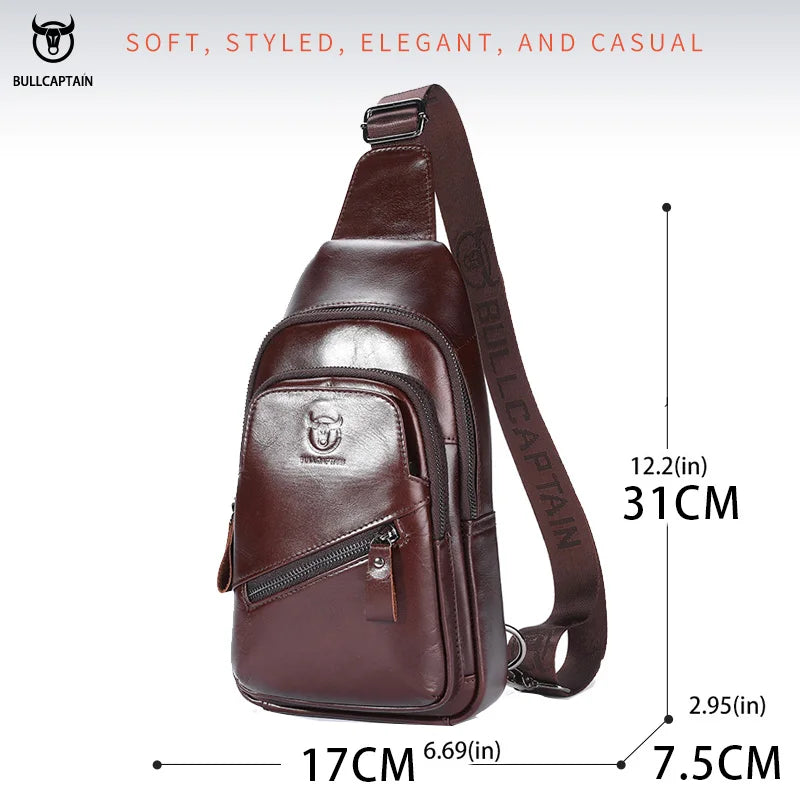 BULLCAPTAIN Men Classic Leather Messenger Bag