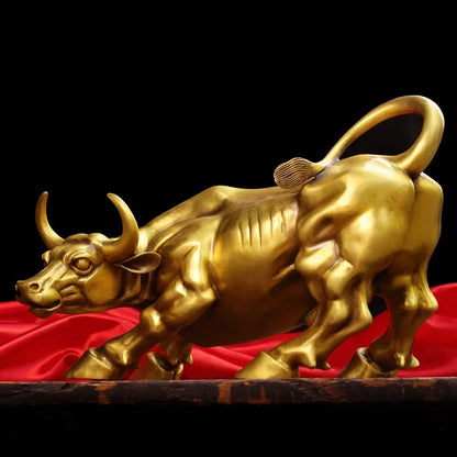 Copper Brass Bull Wall Street Cattle Sculpture