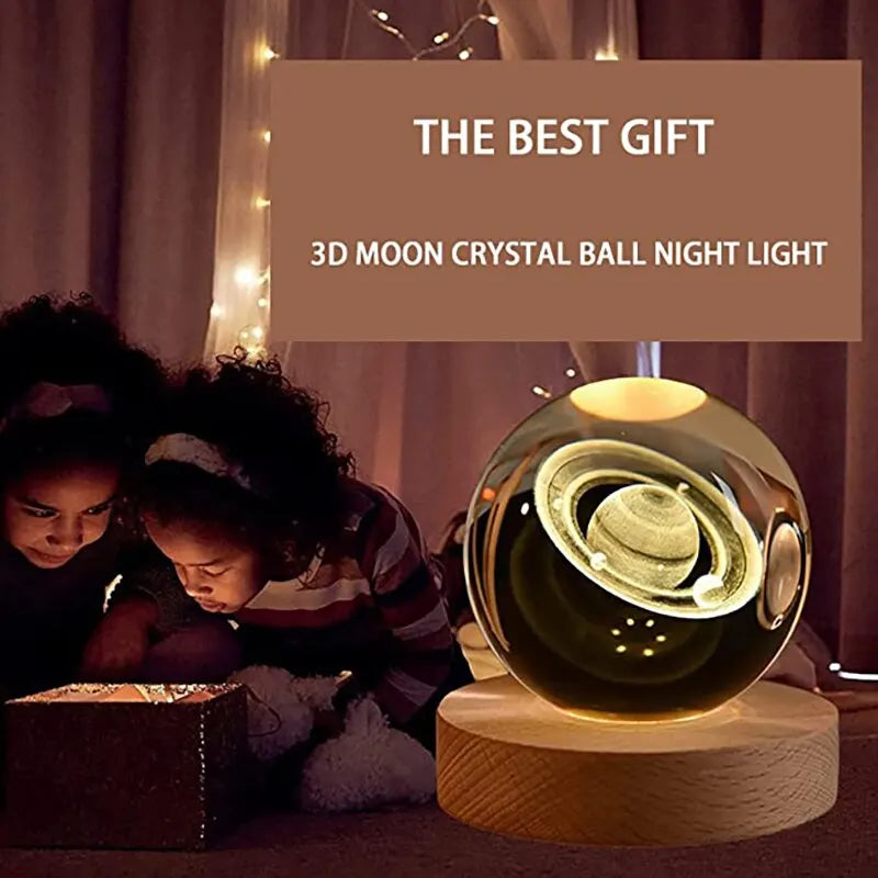 LED Night Light Solar System Crystal Ball