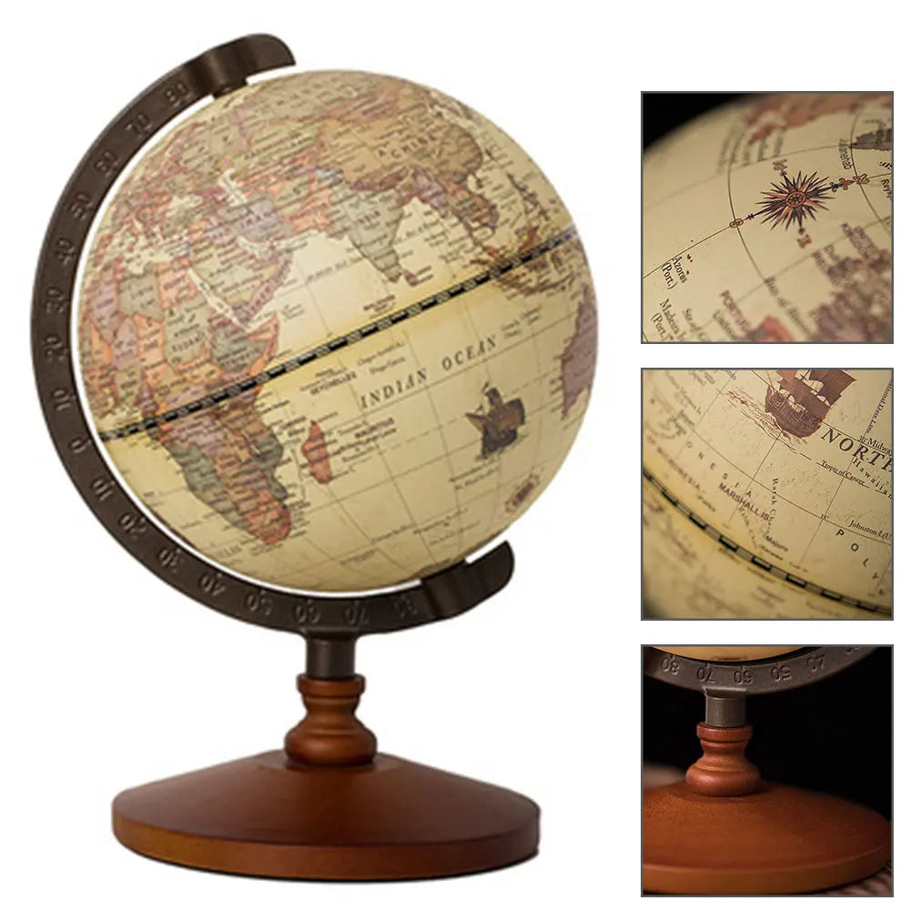 English World Globe Retro Wooden Base