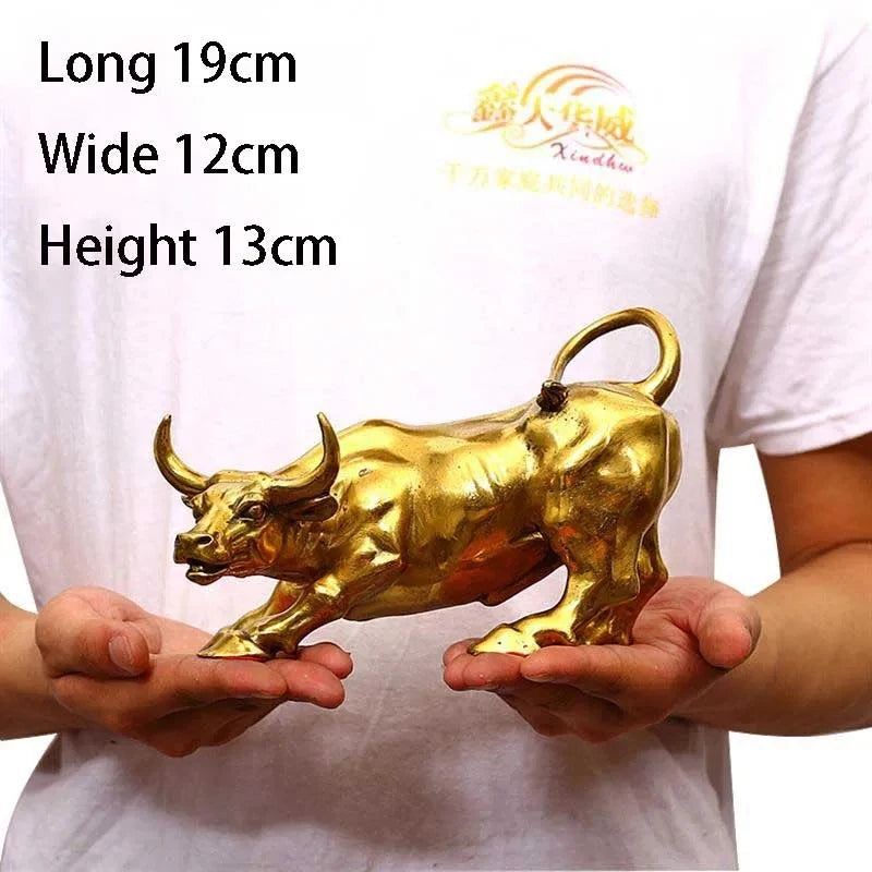 Copper Brass Bull Wall Street Cattle Sculpture